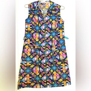 Authentic RETRO! Vintage Amazing Zip front Geometric Dress